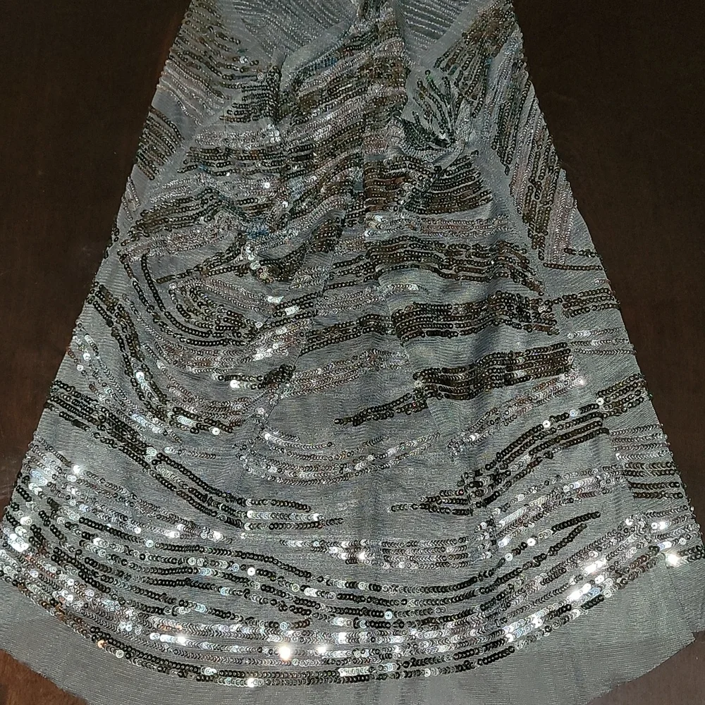 Oversized Sheer Sequin Hi Lo Racerback Flowy Evening Cocktail Tunic Top Size Lrg - Picture 12 of 12